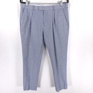 MOSS LONDON Men’s LINEN Blend Slim Fit Pants Crop Houndstooth Size 34x26
